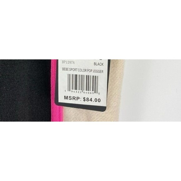 Bebe Sweatpants Womens 2X Black Pink Jogger Pants Pockets Casual Ladies - Picture 6 of 6